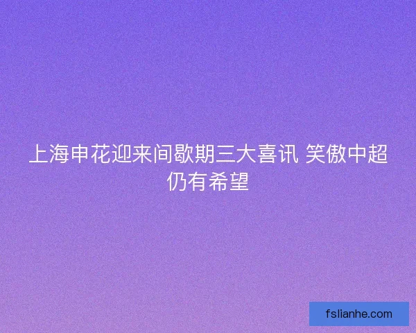 上海申花迎来间歇期三大喜讯 笑傲中超仍有希望 上海申花迎来间歇期三大喜讯 笑傲中超仍有希望